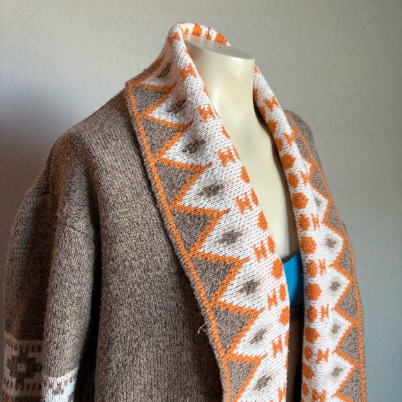 BiBi Womens Chunky Cardigan Size Small Pockets Tribal Aztec Geometric Boho - Picture 2 of 13